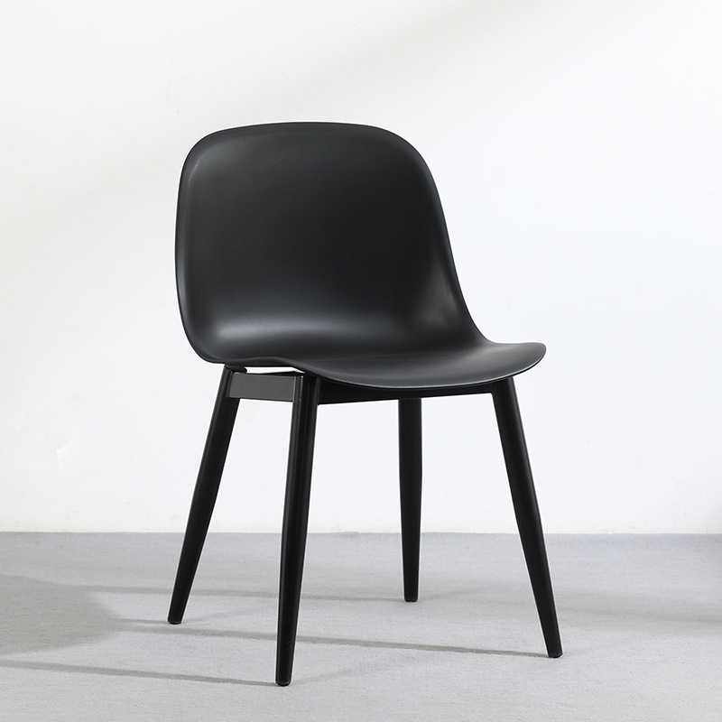 简约办公椅黑色时尚靠背餐椅前台会议室谈判接待洽谈椅子塑料金属