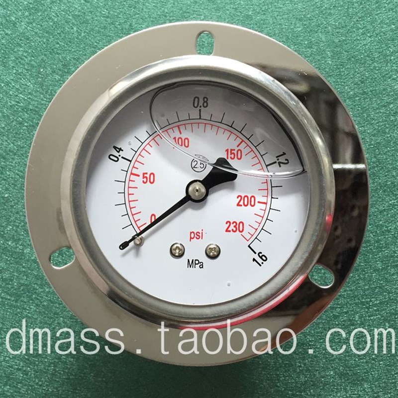 YN60ZT不锈钢耐震1.6MPA压力表230PSI油压表螺纹ZG1/4PT牙铜接