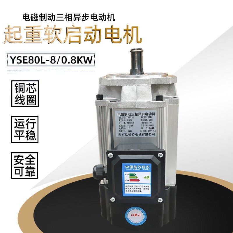 电磁制动电动机 YSE80L-4 0.8KW南京软启动电机 电动葫芦跑车电机