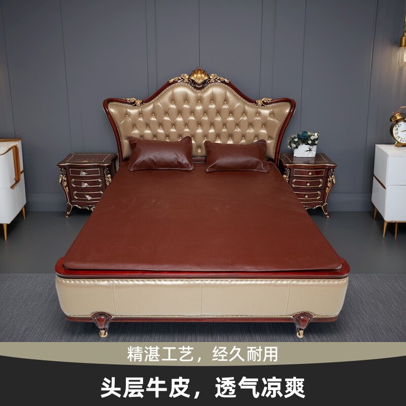 头层牛皮凉席1.8米水牛皮u床垫1.5米定做真皮加厚软席子硬席三件