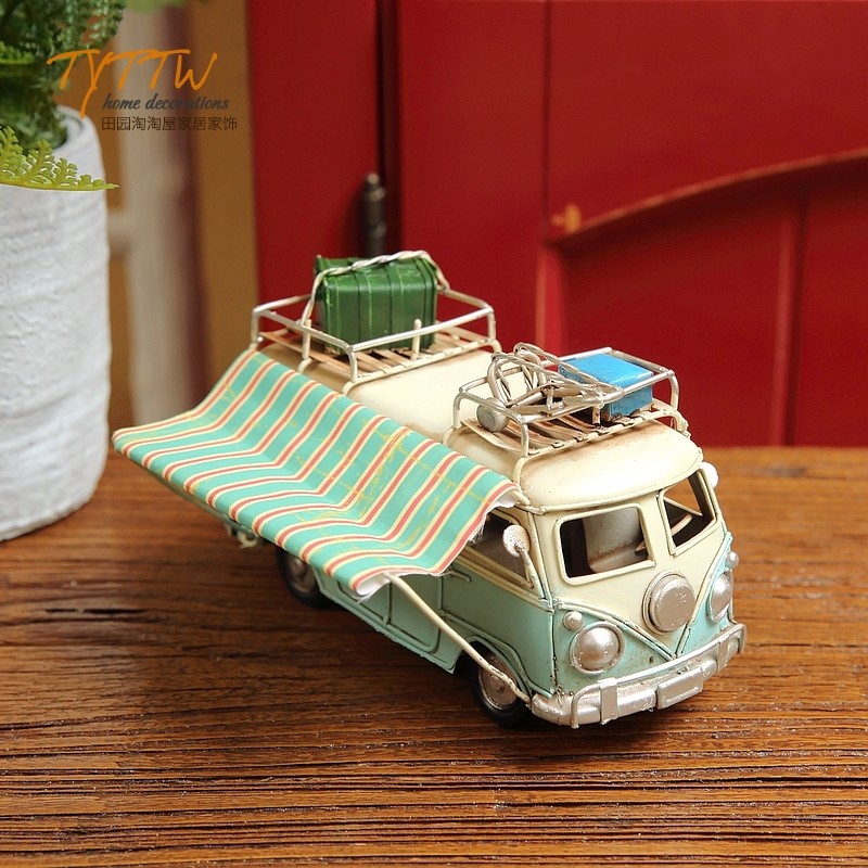 复古怀旧家居书房电视柜装饰品摆件 旅游巴士老爷车模型,家居饰品,装饰摆件,淘宝优惠券,粉丝福利购,淘宝优惠卷