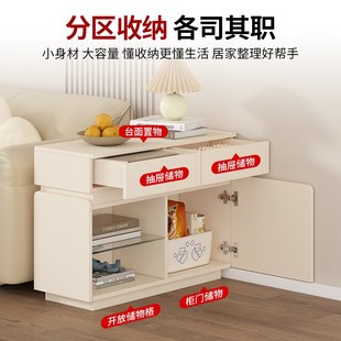 奶油风沙发边e柜定制客厅边几角几侧边柜隔断收纳储物柜子边桌J48