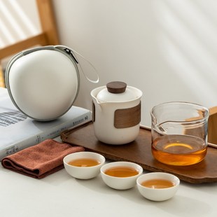一壶三杯四杯玻A璃公杯户外便携式 陶瓷旅行茶具套装 包功夫茶具定