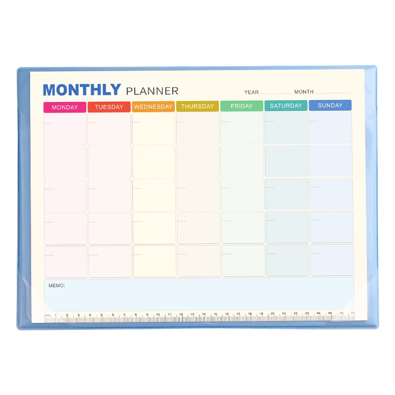 A4英文版大班月计划表桌垫台历创意桌面月历计划表工作打卡日历记