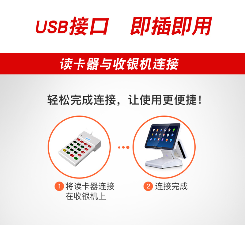 美团收银机/大众点评/二维火适配ID读卡器/M1会员卡读卡机USB口/I