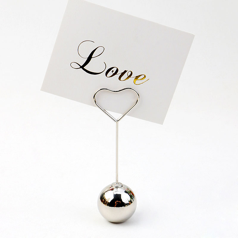 创意金属球形爱心照片夹桌面摆件装饰留言夹名片夹便签夹照片夹子