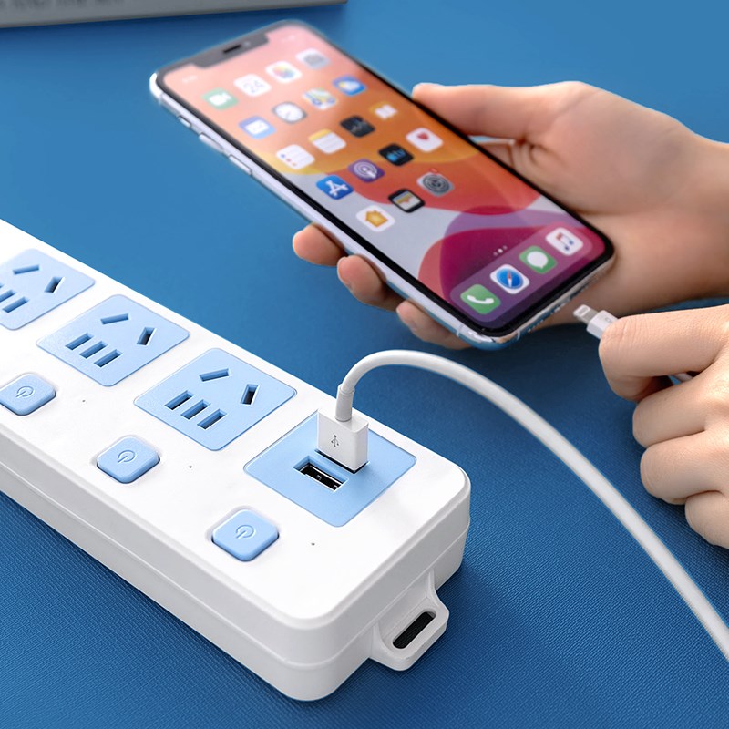 插座接线板带USB排插带长线插线板不带线家用纯铜转换器拖线1322