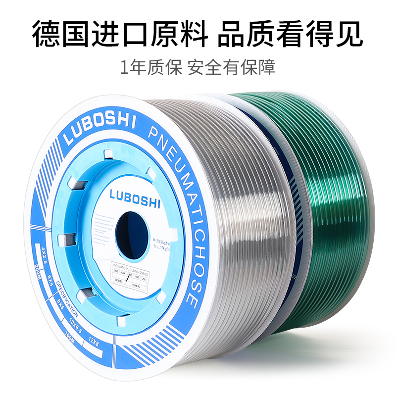 透明蓝PU气管4mm软管8mm空压机气管高压管软管透明绿透明黄10*6.5
