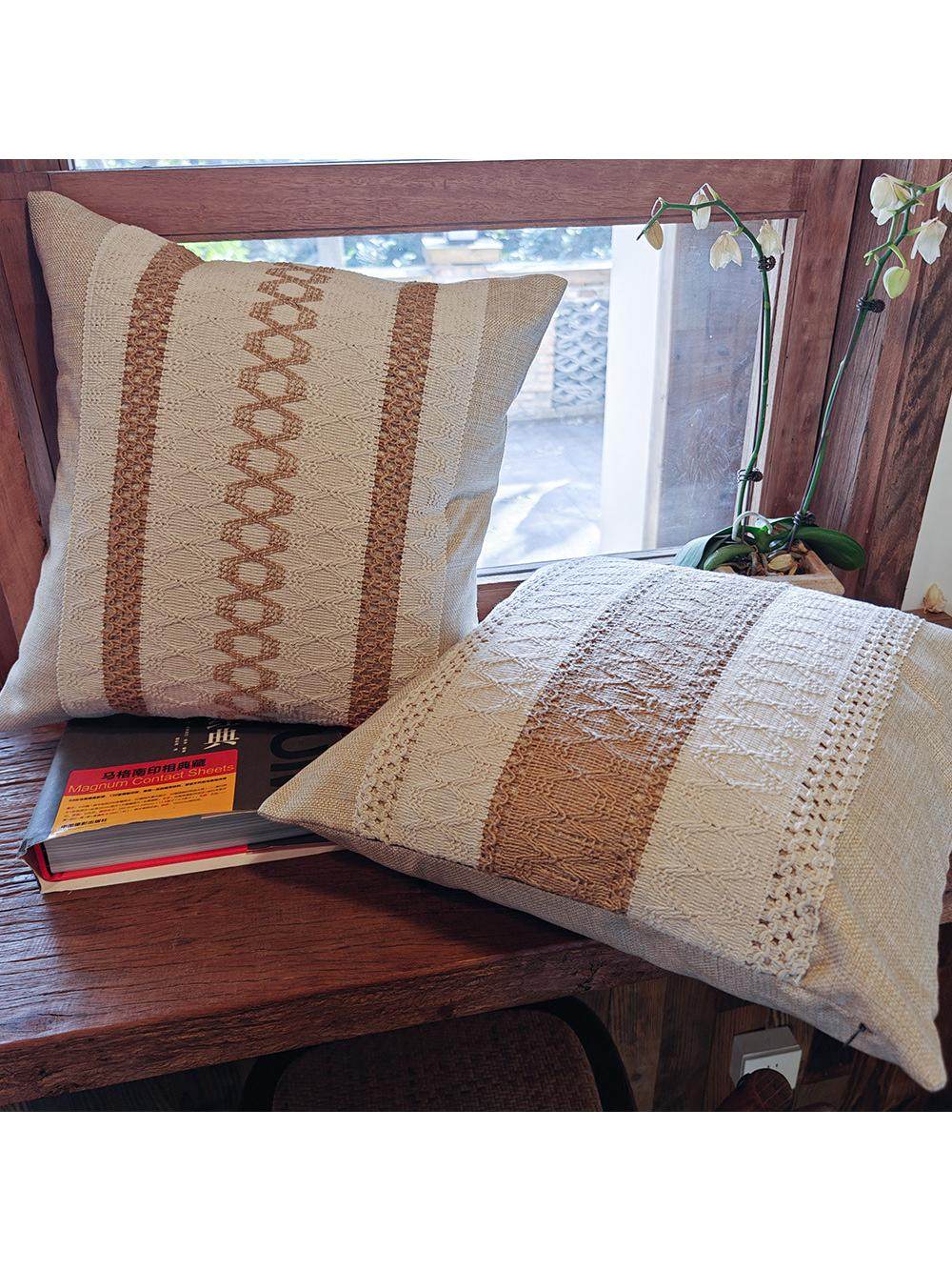 侘寂米色棉麻风高级样板房沙发抱枕覆古客厅轻奢风靠垫方枕套