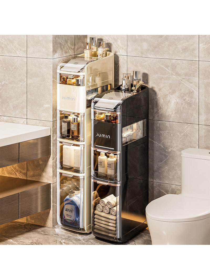 浴室夹缝柜卫生间抽屉式窄柜储物柜化妆品带轮收纳多层置物架6层