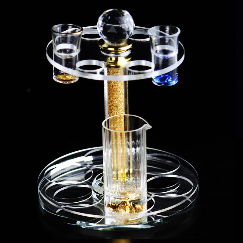 创意家用酒架水晶金箔杯架白酒杯小酒盅收纳托盘烈酒杯一口杯架子