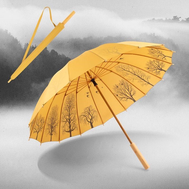 雨伞骨架配件中国风文艺长柄伞直杆伞古风雨伞森系覆古简约伞覆古