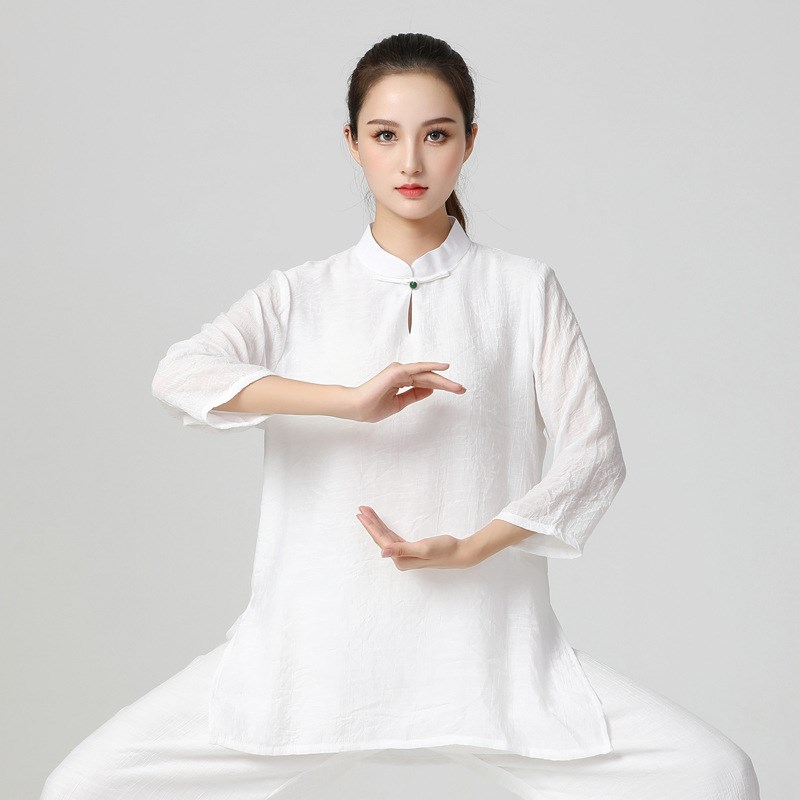 中长款纱纱麻太极l练功服套装夏季新款薄款居士禅修禅茶武术瑜伽