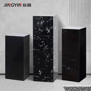 意式极简大理石底座方形石墩玄关雕塑I展台客厅装饰花架沙发边几