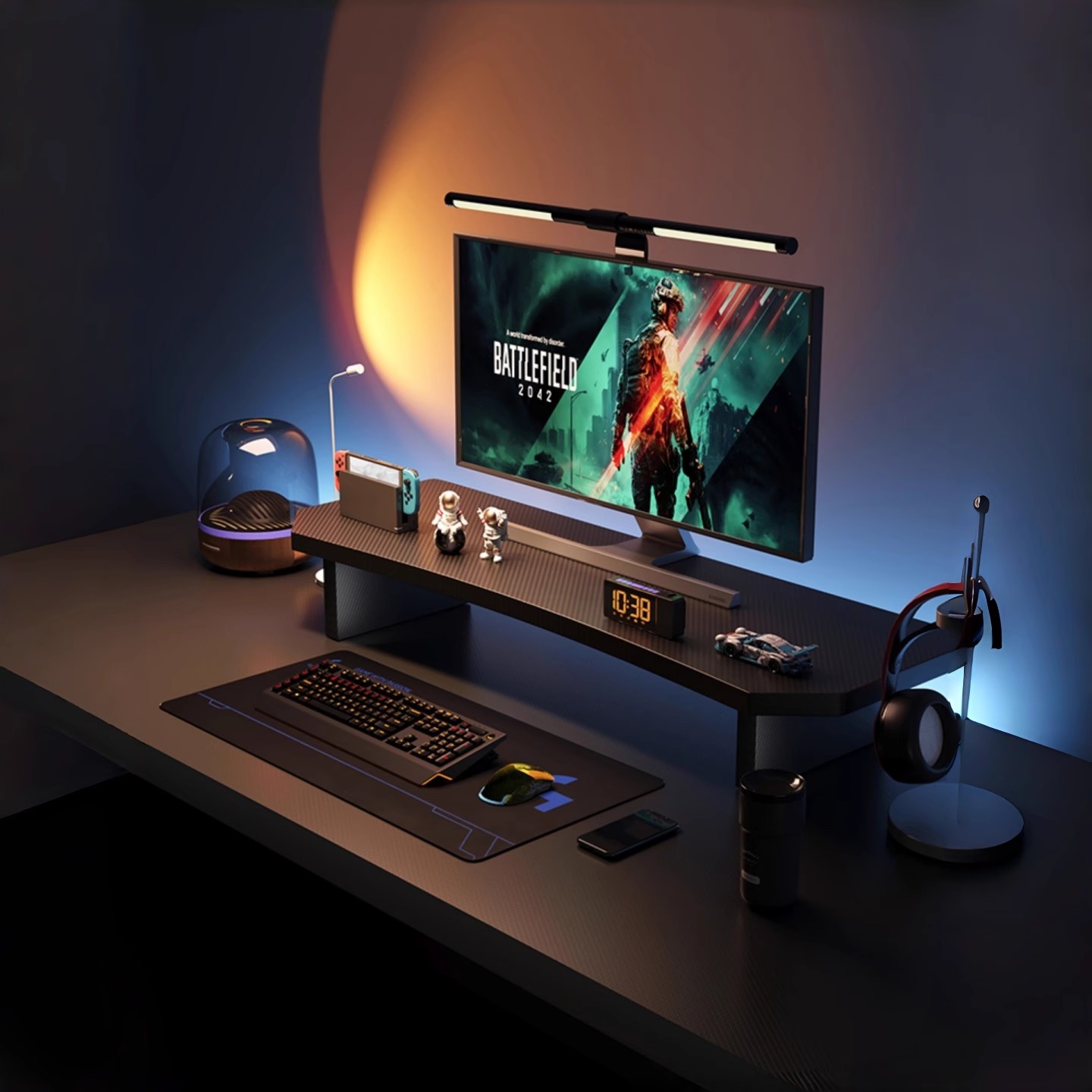 电脑架竞桌面置物办公工位简易