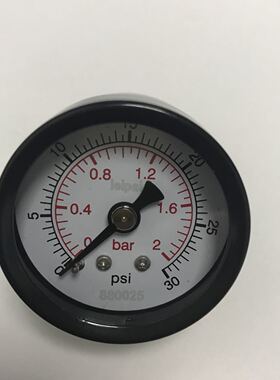 轴向压力表 Y-40Z 0-2bar 0-30psi 直径40mm 螺纹ZG1/8 水压 气压