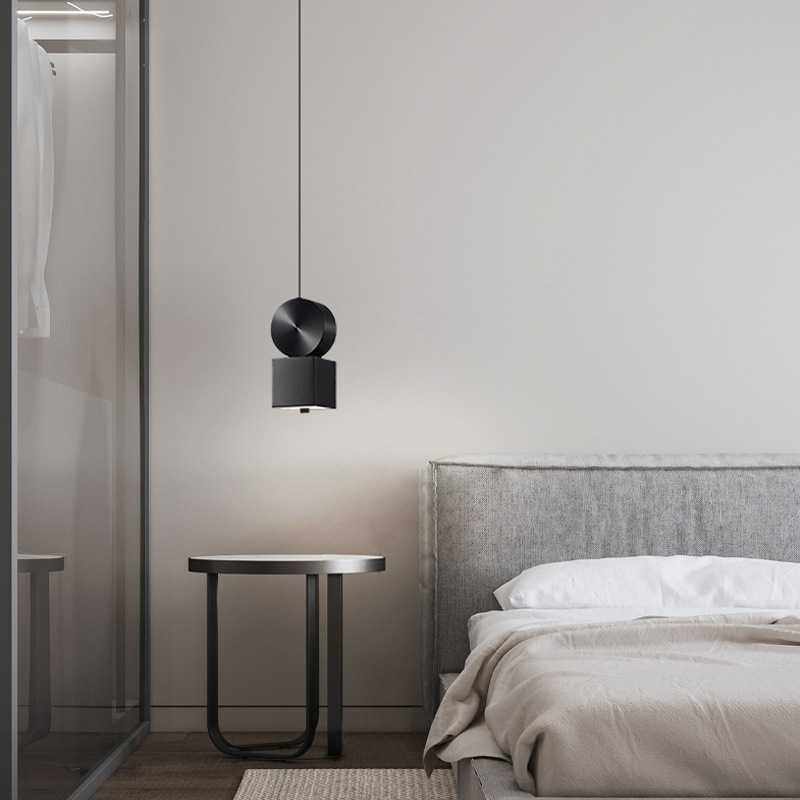 全铜意式极简 卧室床头小吊灯简约设计师现代创意方形客厅吧台灯