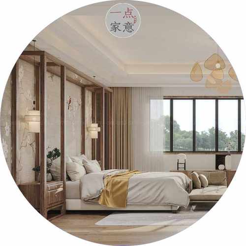 胡桃木实木大床整家家具藤艺诧寂风样板间卧室中古风家具1.8