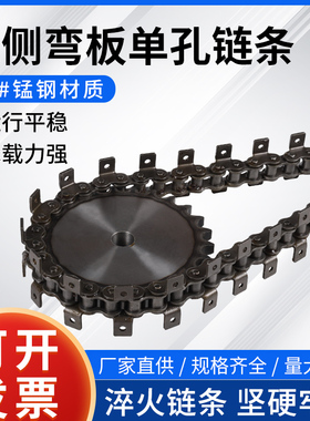 双边弯板单孔链条06B08B10A12A16A双侧带耳输送链条428带翅膀链条