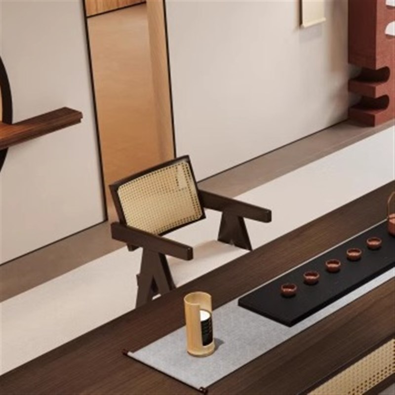 新中式实木茶桌2025新款北美黑胡桃木H茶台现代简约禅意家用泡茶