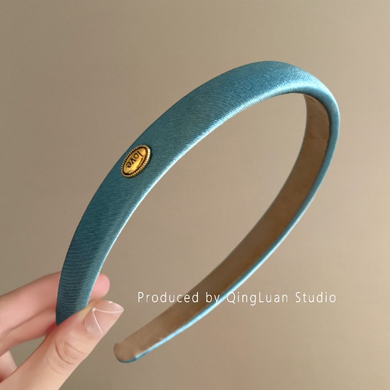 莫兰迪绿~丝光法式发箍女2025新款气质金标P头箍洋气细发箍盘发器