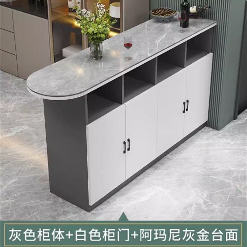 家用小户型客厅吧台桌沙r发隔断柜岩板定制高脚桌餐桌玄关岛台边