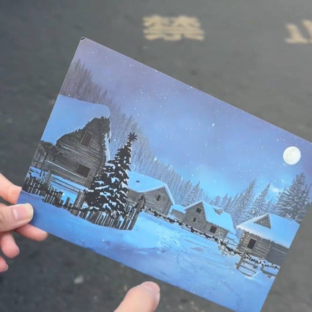 温变圣诞贺卡创意遇热变色圣诞树贺卡/卡片