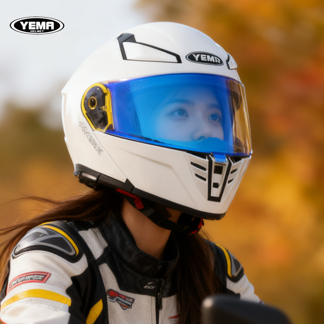 野马电动摩托车头盔冬季保暖揭面盔3C认证男四季通用全盔女3/4盔