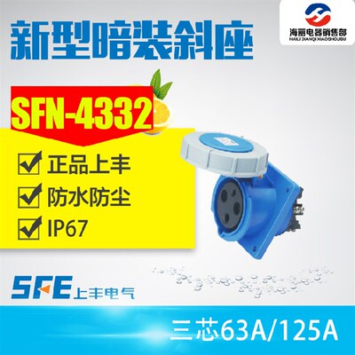 新型工业航空防水63A125A 220V三极暗装斜座SFN-4332 SFN-4432