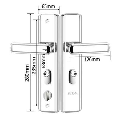 多功能不锈钢防盗门把手加厚入户大门锁外门家用防撬门通用型拉手