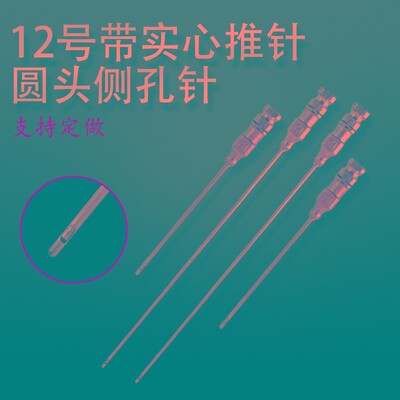 圆头侧孔针 12号带实心推杆侧孔金属针头 管长50MM100MM支持定做