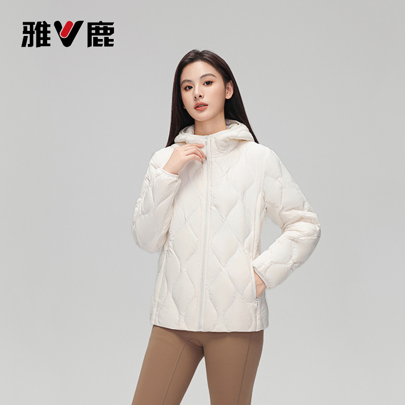 雅鹿女士轻薄连帽羽绒服