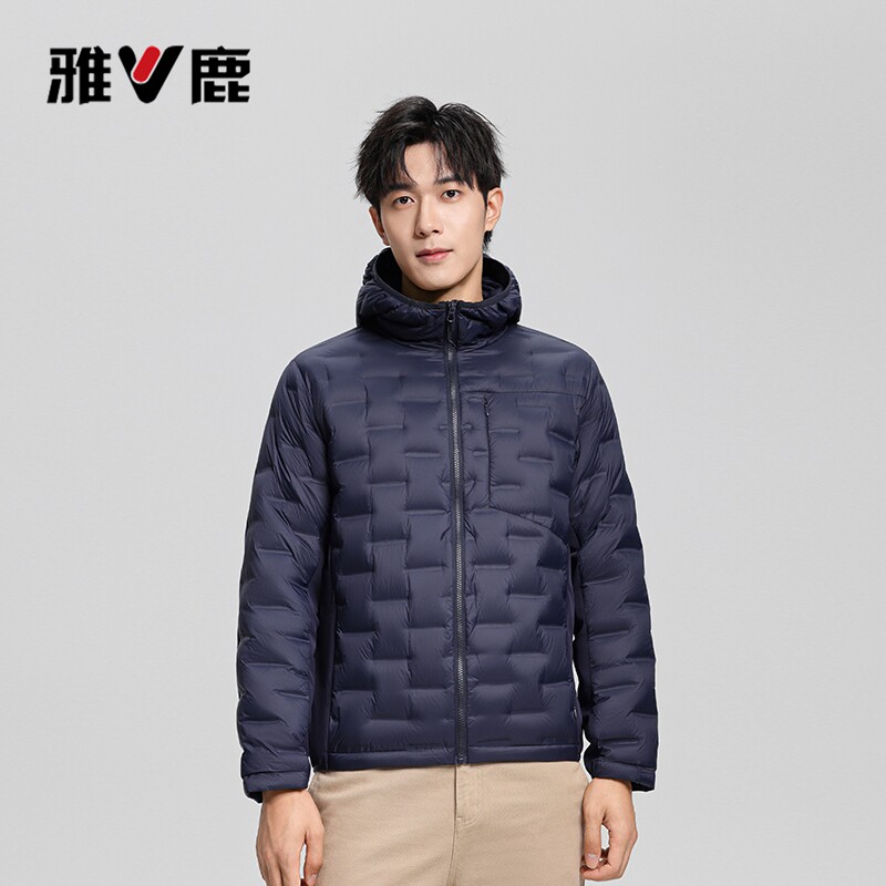 雅鹿男轻薄短款秋冬保暖羽绒服