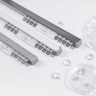 超厚静音窗帘轨道G118特厚直轨壁厚2mm铝合金滑道轨双轨侧顶装