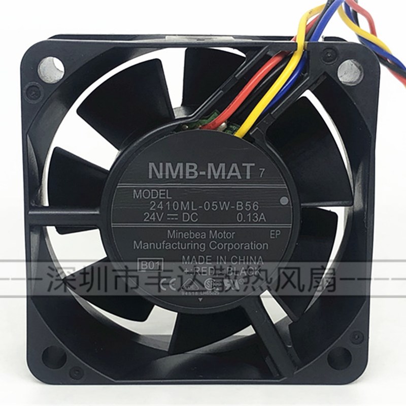 日本NMB 2410ML-05W-B56 24V 0.13A 6025 6CM 4线变频器散热风扇
