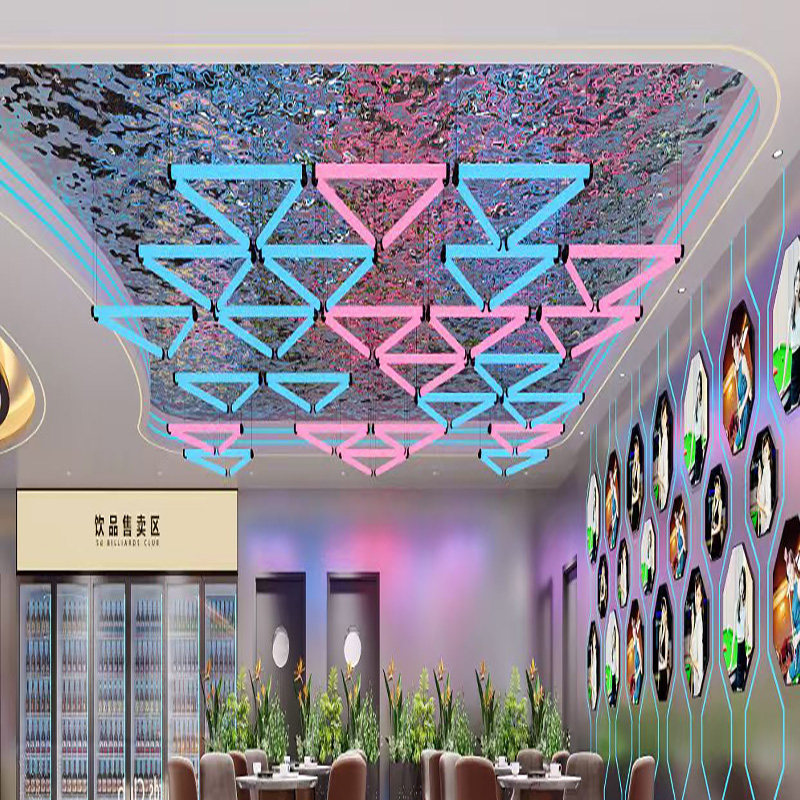 三角形造型创意发光吊灯管彩色拼餐厅吊灯