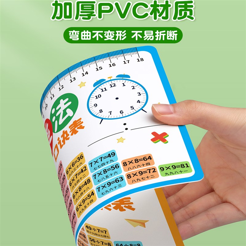 九九乘法口诀表99乘除法二年级数学本子教具小学生公式卡片背诵