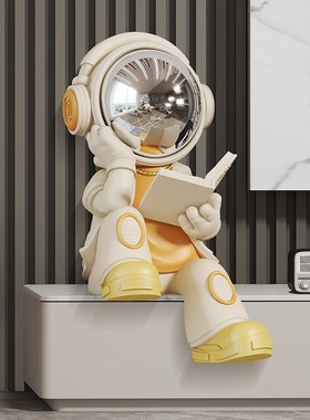 坐姿宇航员看书太空人大型电视柜装饰摆件带蓝牙音响乔迁开业礼品