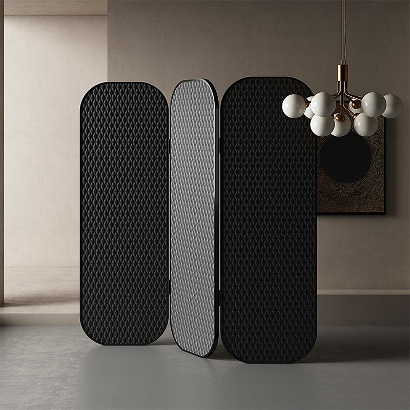 简约现代轻奢屏风隔断客厅入户玄关金属折叠移动皮革高端遮挡装饰