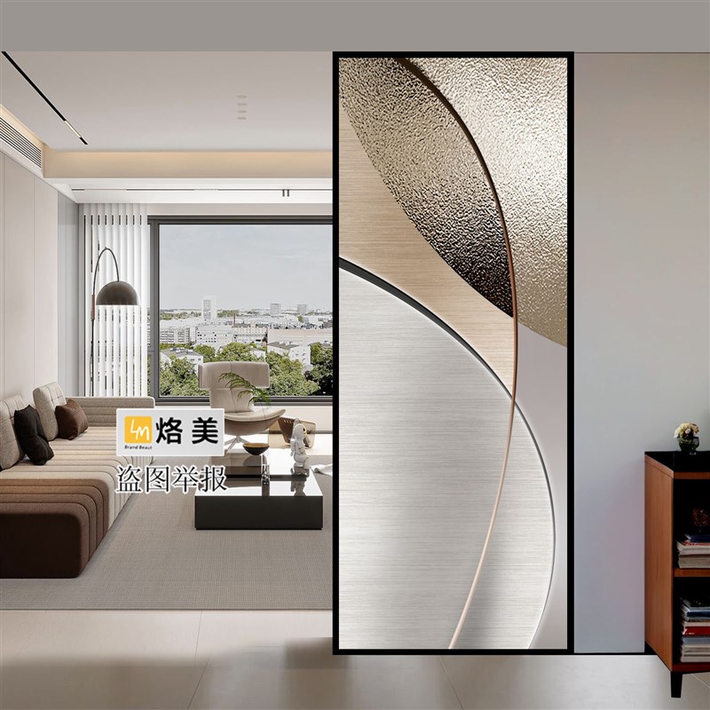 轻奢艺术玻璃客厅屏风家人小户型隔断化妆室玄关现代覆古风格定制