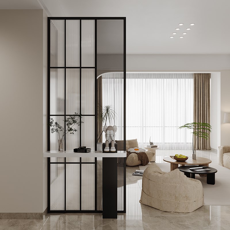 法式奶油风入户门客厅不锈钢玄关柜装饰隔断简约现代卧室遮挡屏风