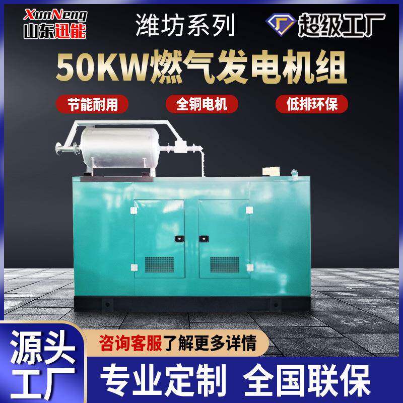 燃气静音箱发电机组潍坊50千瓦燃气发电机组园林维护应急备用电源
