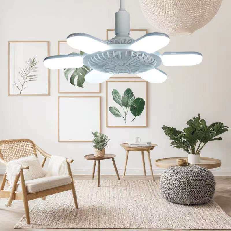 爆款E27螺口吸顶风扇灯6U折叠吊扇灯卧室客厅书房大风力静音