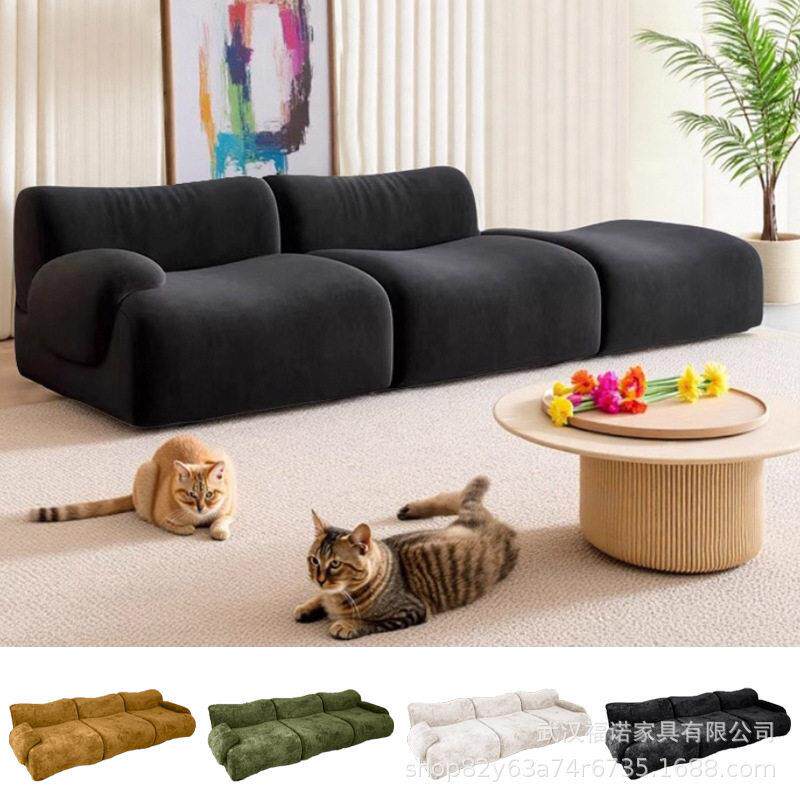 Foldable Lazy Sofa 极简布艺沙发现简约客厅大小户型豆腐块沙