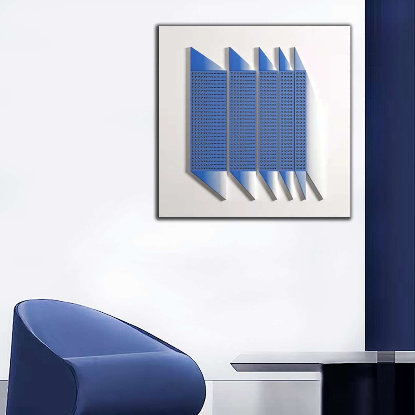 克莱因蓝几何立体感艺术壁画工作室客厅玄关装饰画loft公寓轻奢画图片