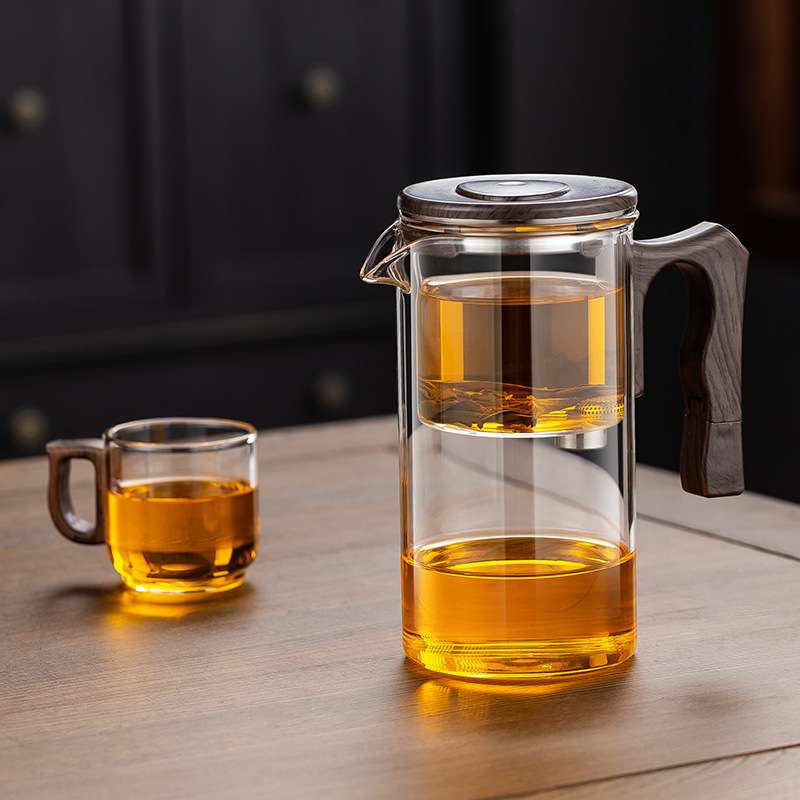 2024新磁吸飘逸杯无杆泡茶神器高档办公泡茶杯耐热玻璃茶水分离壶