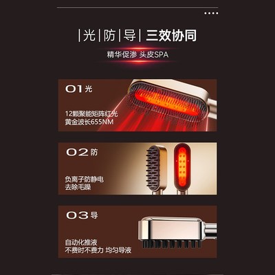 joKan红光生发梳头皮上药护理按摩控油育健发电动导液LLLT密发仪