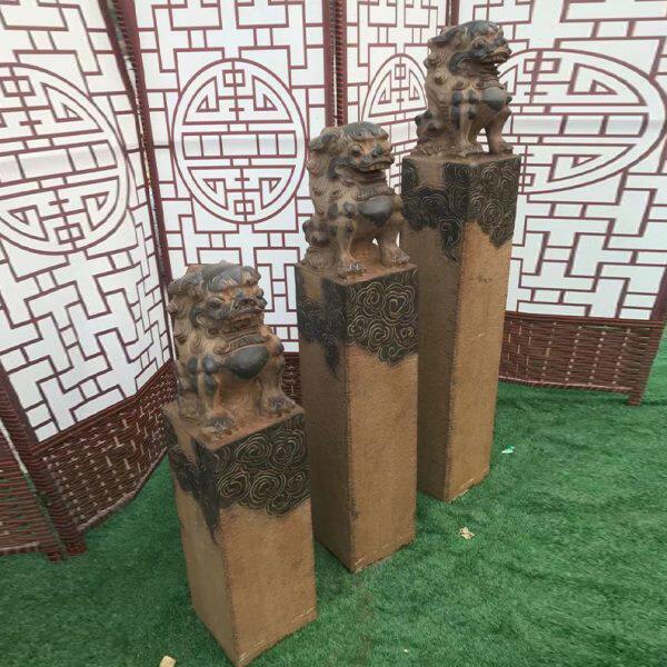 拴马桩石雕仿古做旧青石石狮子栓马石桩庭院室内装饰栓马桩