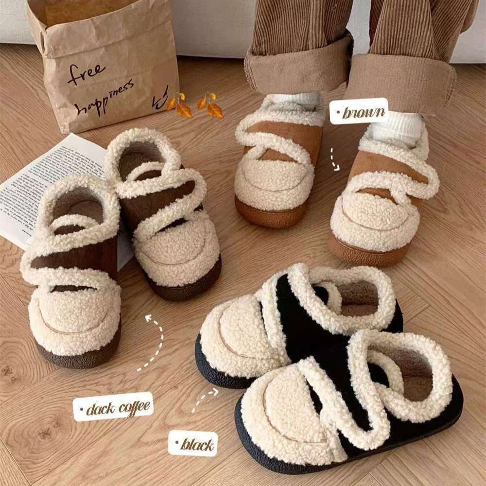 包跟棉鞋女冬天厚底踩死感网红韩版保暖家居雪地靴通勤外穿ins潮