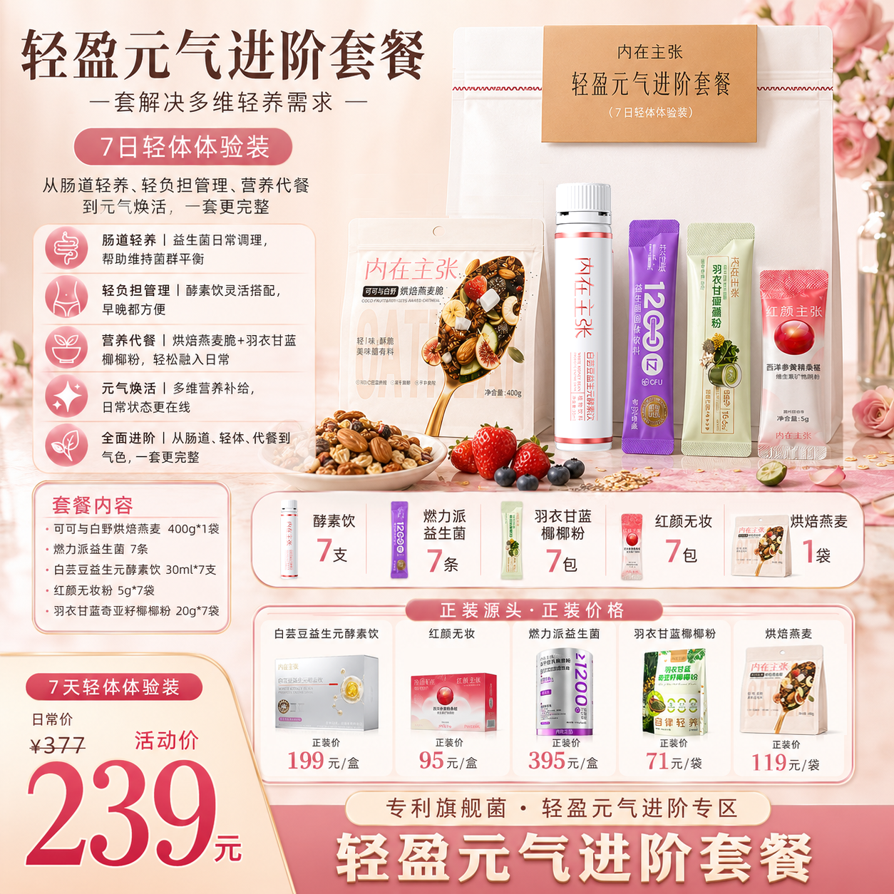 7日体验益生菌酵素红颜无妆轻食代餐套餐益优源内在主张官方正品